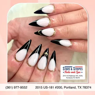 Rocking these sharp stiletto black nails--bold, sleek, and unstoppable!