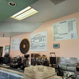 the inside of a bakery
