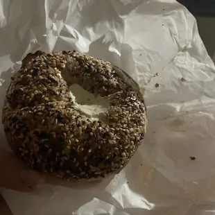 Everything Bagels with jalapeño cream cheese