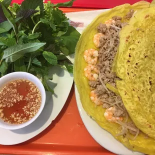 Cambodian yellow pancake/crepe. Banh xeo. So good!