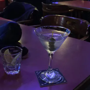 a martini on a table