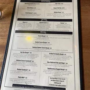 Food menu