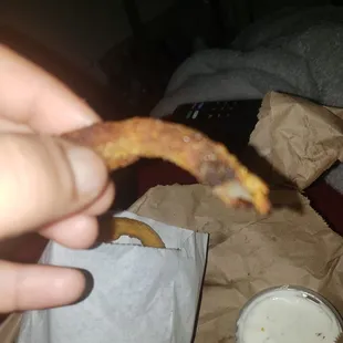 Over fried onion rings