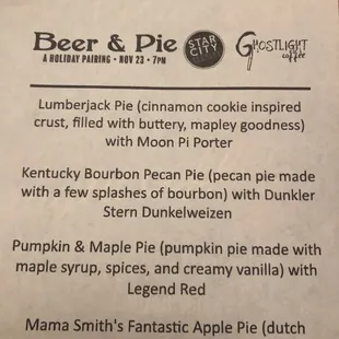 Pies and beers for the tasting