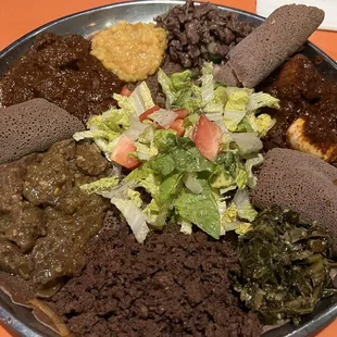 Medium Meat Combo with injera