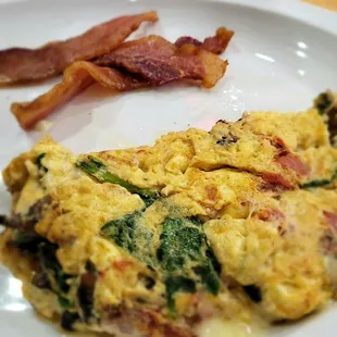 Spinach, Mushroom &amp; Swiss Omelette w tomato