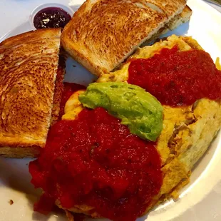 Mexican omelette.  Comes with potatoes, if you want them.