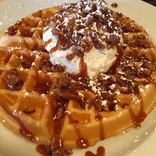 Caramel pecan waffle...the other reason my son likes to come here.