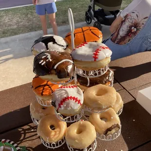 Sports themed donuts