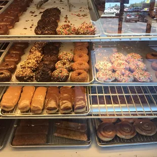 1st shelves are &quot;regular&quot; donuts, last shelves are &quot;fancy&quot;