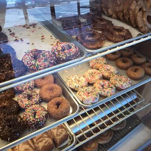 1st shelves are &quot;regular&quot; donuts, last shelves are &quot;fancy&quot;