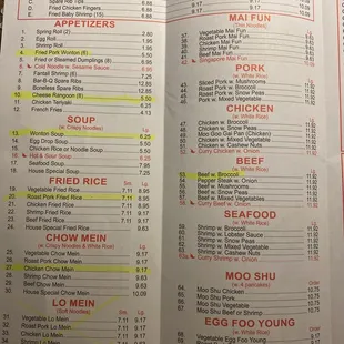 menu