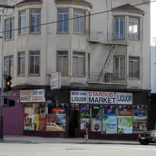 the corner of a city street