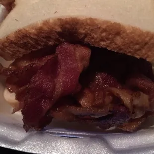 Bacon sandwich. Work breakfast at 5am.
