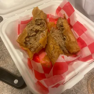 Supposed to be a cheesesteak spring roll.garbage