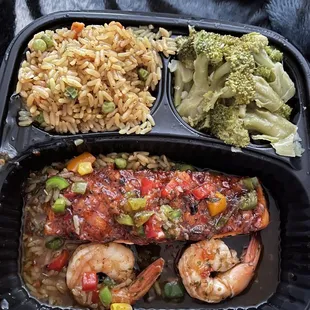 Thai Salmon, Fried Rice, Broccoli