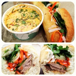coconut chicken soup and a #2 banh mi (5 spice pork)
