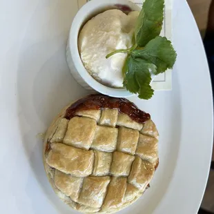 Apple pie and bourbon ice cream.