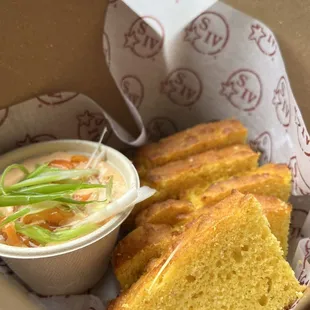 Pimento dip with corn bread