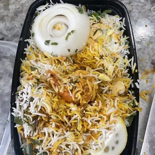 Shrimp biryani.