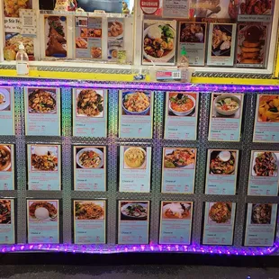 the menus on display
