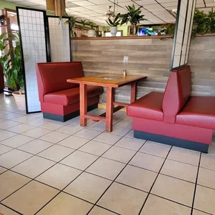 the seating area of the restaurant