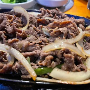 Beef Bulgogi. It needed a nice sauce. But otherwise delicious. A small side of white rice comes with it.