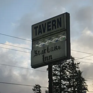 a sign for tavern