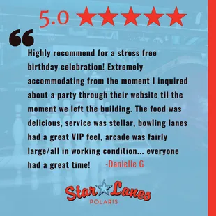 Star Lanes Polaris is the perfect venue for birthday parties!