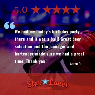 Birthday party testimonial