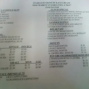menu