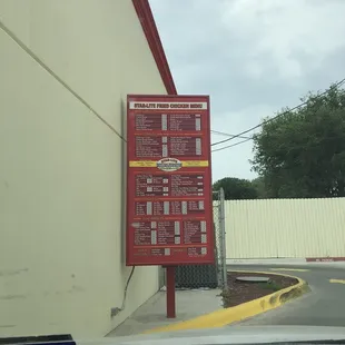 Drive-thru menu