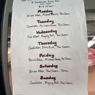 Star Meats sandwich menu. Sandwiches are now $18.