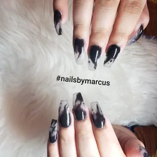 Black and clear nails.