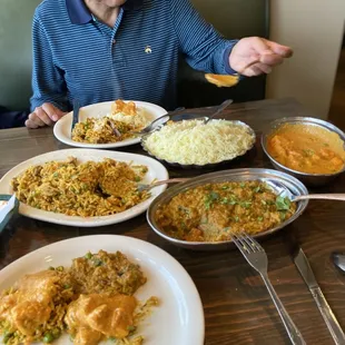 Bhartha, Chicken Tikka Masala, Lamb Biryani, Garlic Naan