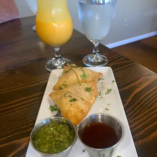 Vegetable Samosas &amp; Mango  Lassi