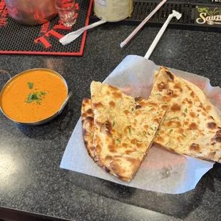 Garlic naan and Chicken Tikka Masala