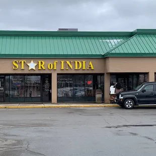storefront and parking lot