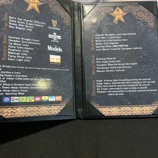 Drink menu