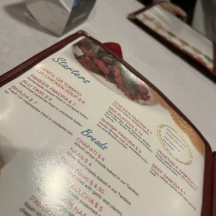 menu