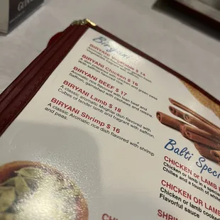 menu