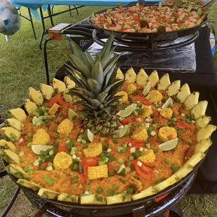 a large platter of food