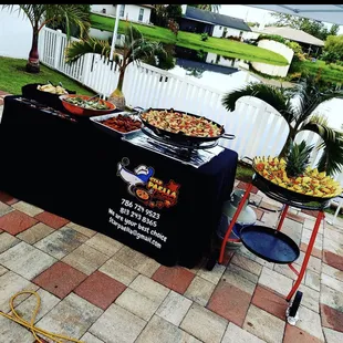 a table with a variety of food on it