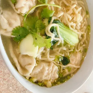 Dumplings noodles soup