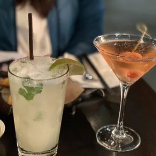 Lychee martini (right) and Mongolian mule