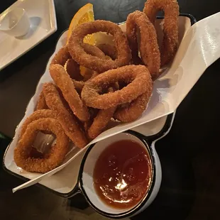 Calamari rings with mild sweet chili sauce