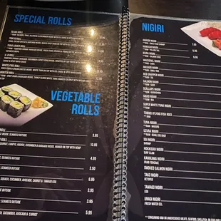 Menu -- sushi rolls, fresh fish -- 02/2024