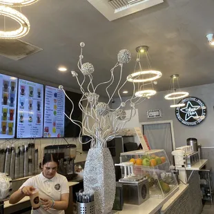 a man working behind a counter
