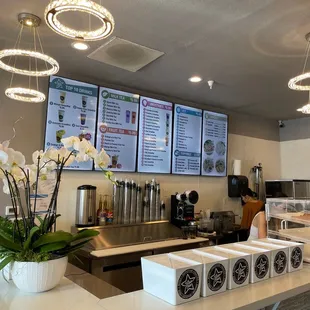 Inside the boba shop! At the register :)