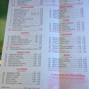 menu